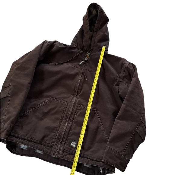 Berne Jacket Men Size XL Brown Duck Canvas Flannel Lined Work Wear Hooded Adult - Picture 4 of 7